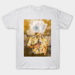 Head In The Clouds Coffee In Hand, Dreamy Surreal Portrait T-Shirt